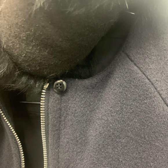 Maje Navy Wool Knee Length Coat - Picture 4 of 5